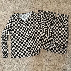 Forever French Baby Black Checkered Pajama Set